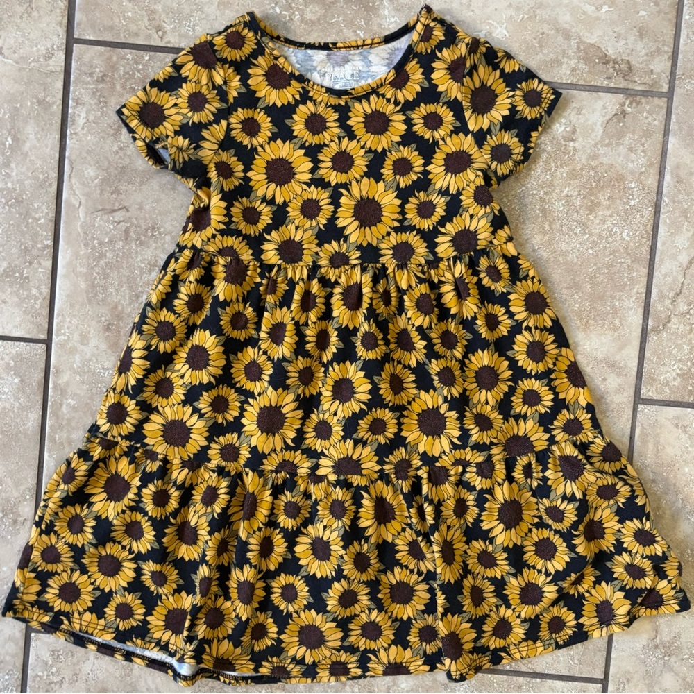 Toddler Girls 5T Fall Sunflower Dress Yellow Black